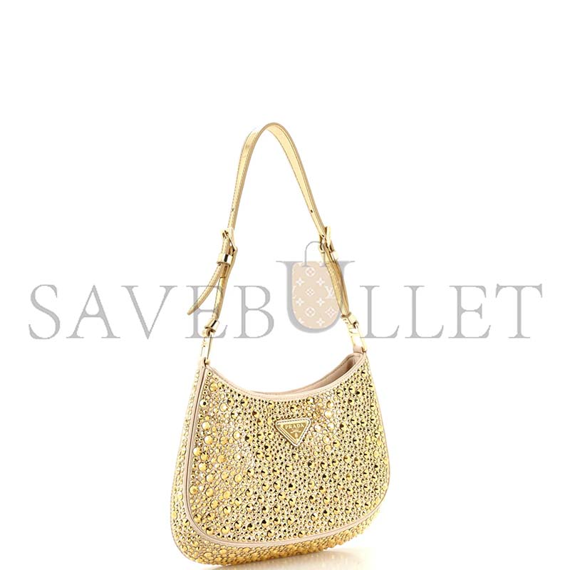 Pra*a cleo shoulder bag crystal embellished satin 1bc169 (22*18.5*4.5cm)